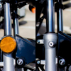 バイクの前輪近くにあるオレンジの反射板リフレクターを外しました。HONDA CBF125Tは